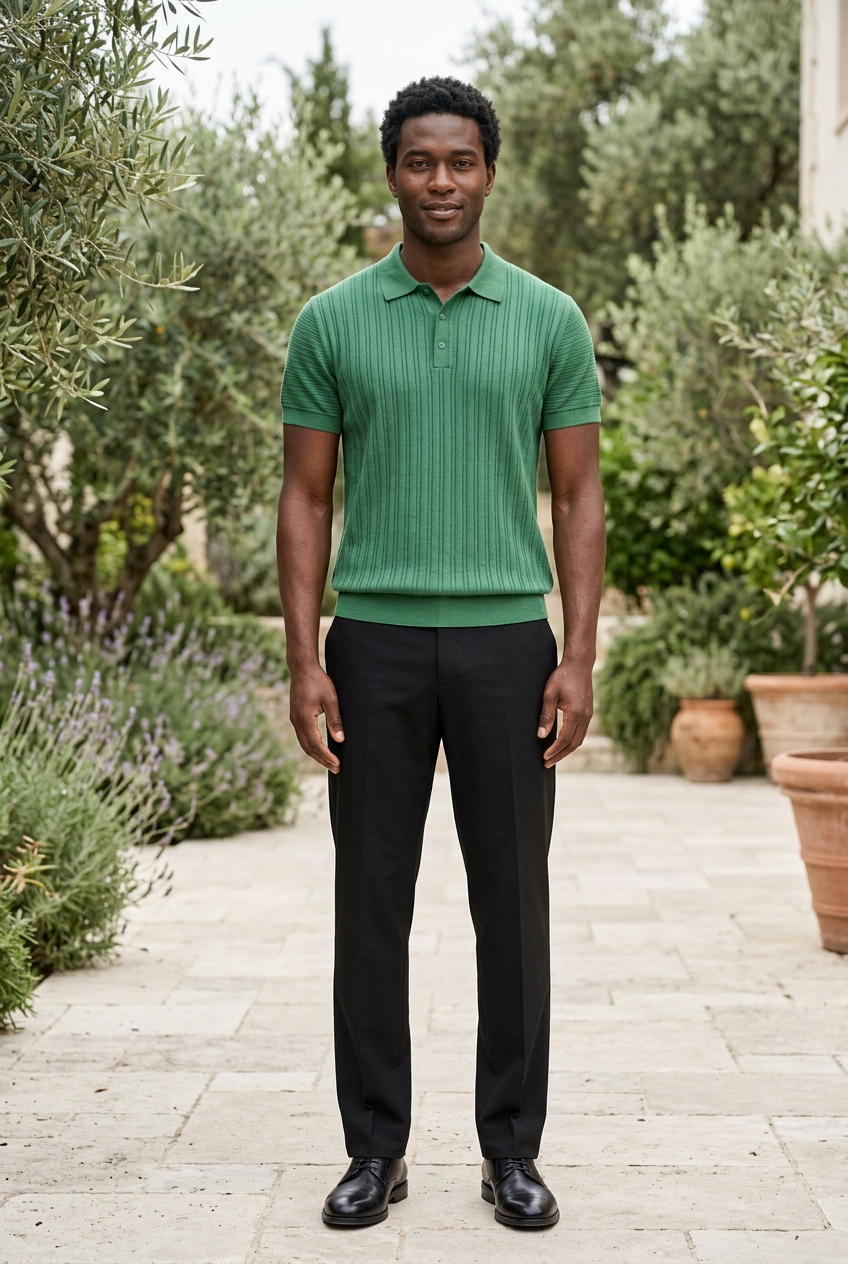 Green Knitted Button T-Shirt