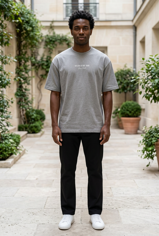 Grey Velvet Half-Sleeve T-Shirt