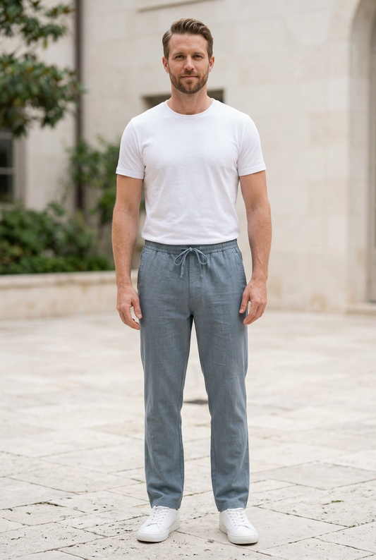Steel Linen-Cotton Canvas Trousers