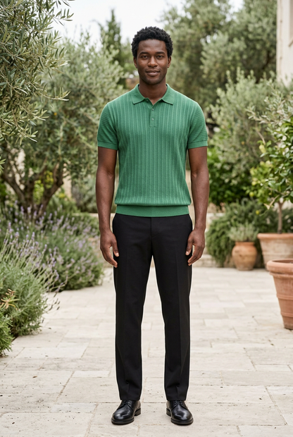 Green Knitted Button T-Shirt