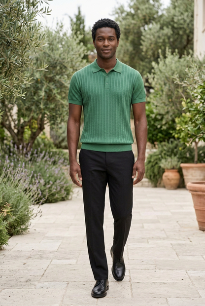 Green Knitted Button T-Shirt