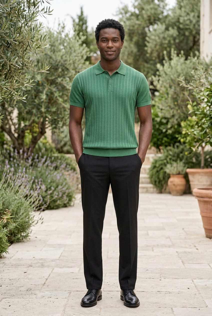 Green Knitted Button T-Shirt