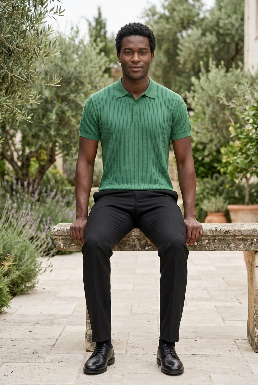 Green Knitted Button T-Shirt