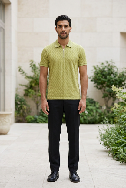Green Knitted Zip T-Shirt