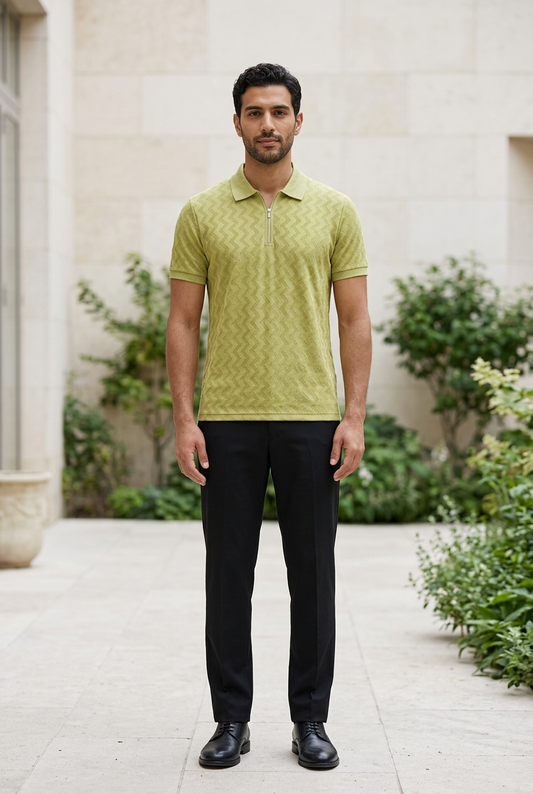 Green Knitted Zip T-Shirt