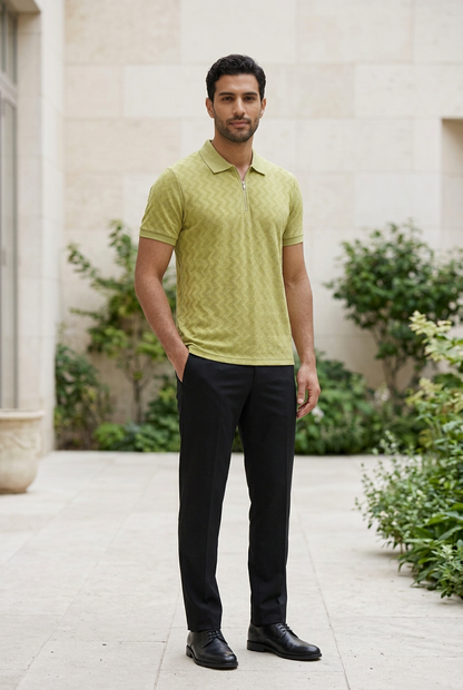 Green Knitted Zip T-Shirt
