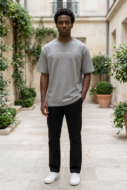 Grey Velvet Half-Sleeve T-Shirt